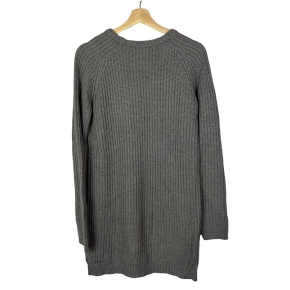 Zara Knit Gray Long Sleeve Crew Neck Sweater Dress M - Picture 2 of 4
